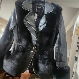 FAUX LEATHER & FAUX FUR JACKET